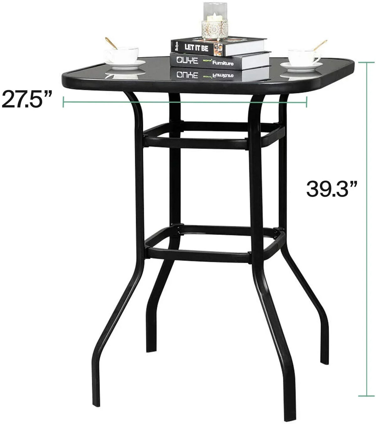Abigail Elegant Designed With Still Frame Tempered Glass Bar Table