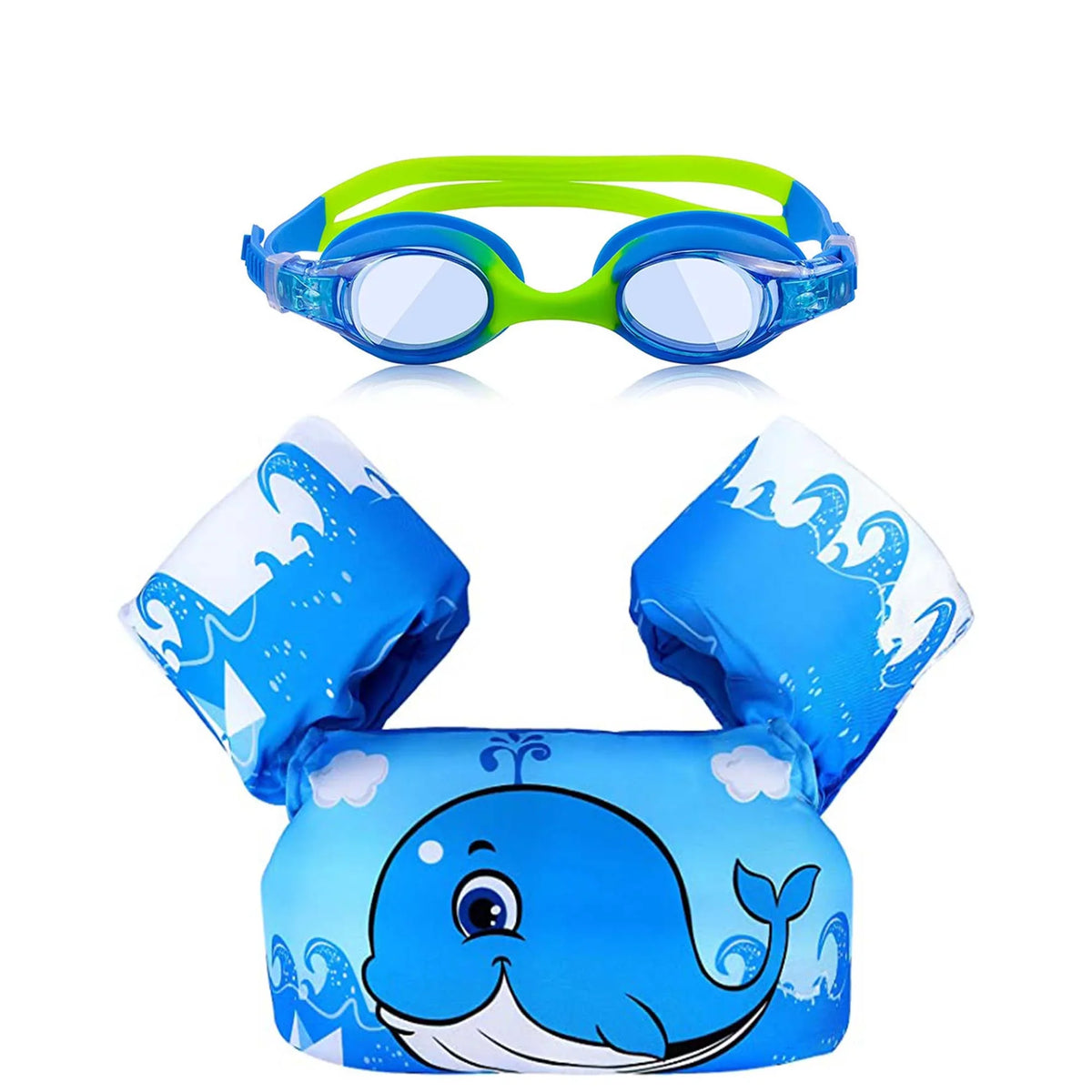 Kids Swim Life Jacket Vest for Toddler 22-66 lbs Swimming Pool, Adjustable Strap Swimming Jacket with Swimming Goggle for Girls & Boys 3-14yrs, Suitable for Learning Swim Training Equipment