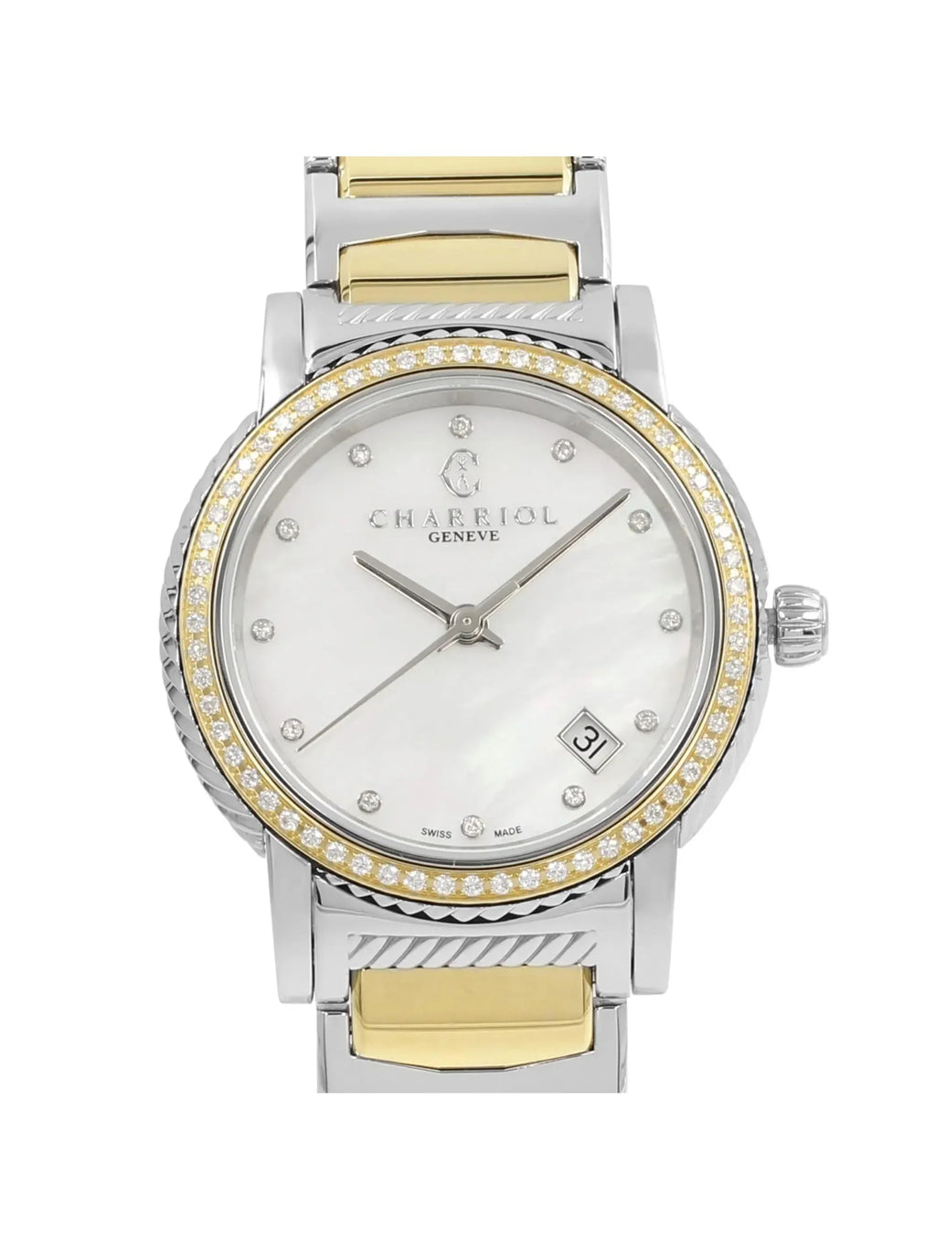 New with defects Charriol Parisii 0.40cttw Quartz Ladies Watch .921.001
