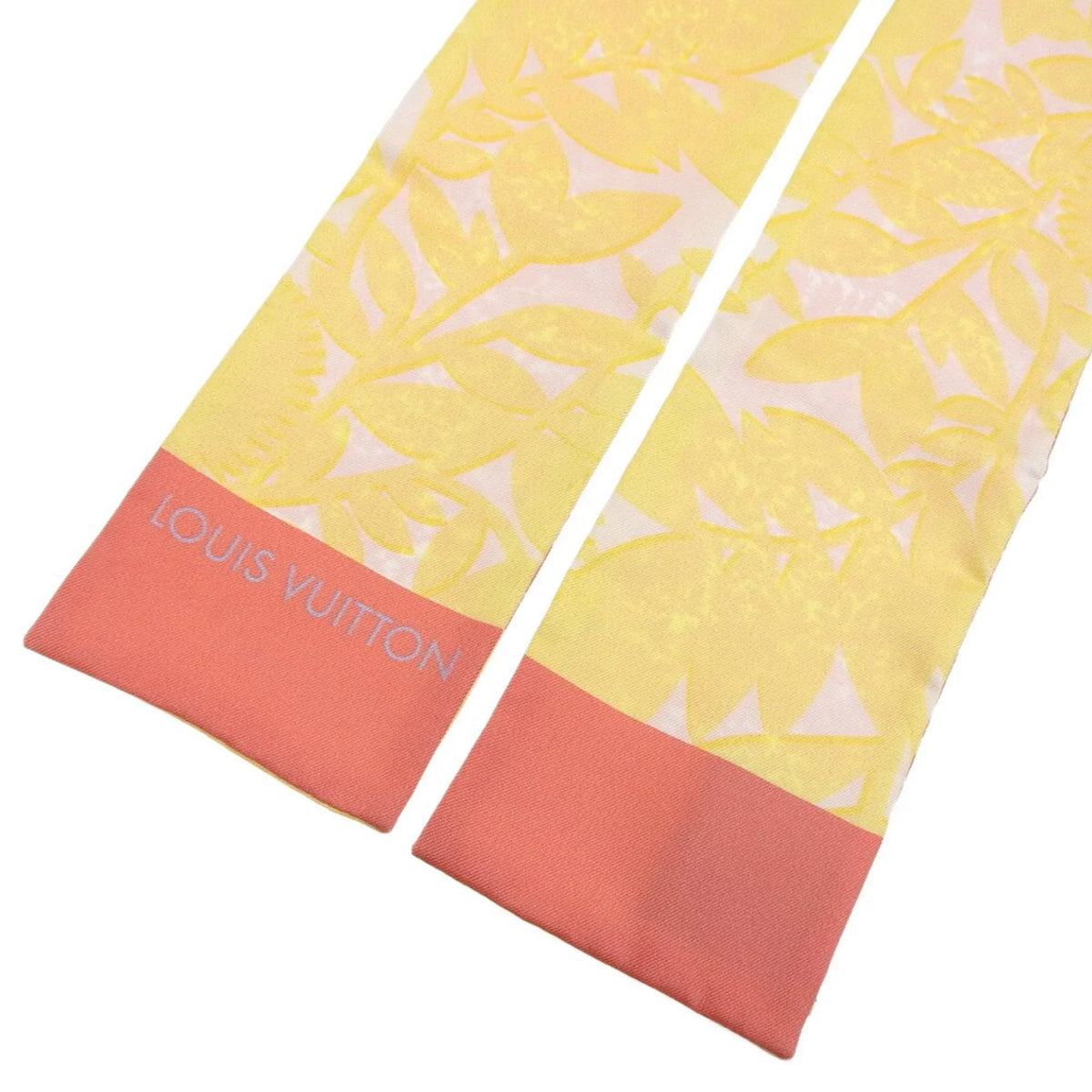 Pre-Owned Louis Vuitton   Bandeau Tropical Flower Scarf Silk Pink Yellow  (Good)