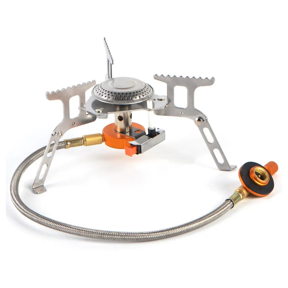 Camping Gas Stove, Folding Mini Pocket Stove Camping Gas Stove Split Stove, Silver
