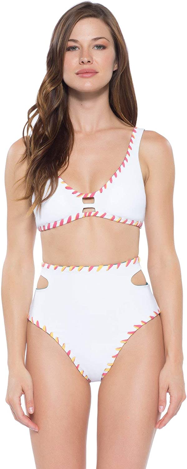 Women's Teal Cut Out Tie Back Reversible Swimwear Top