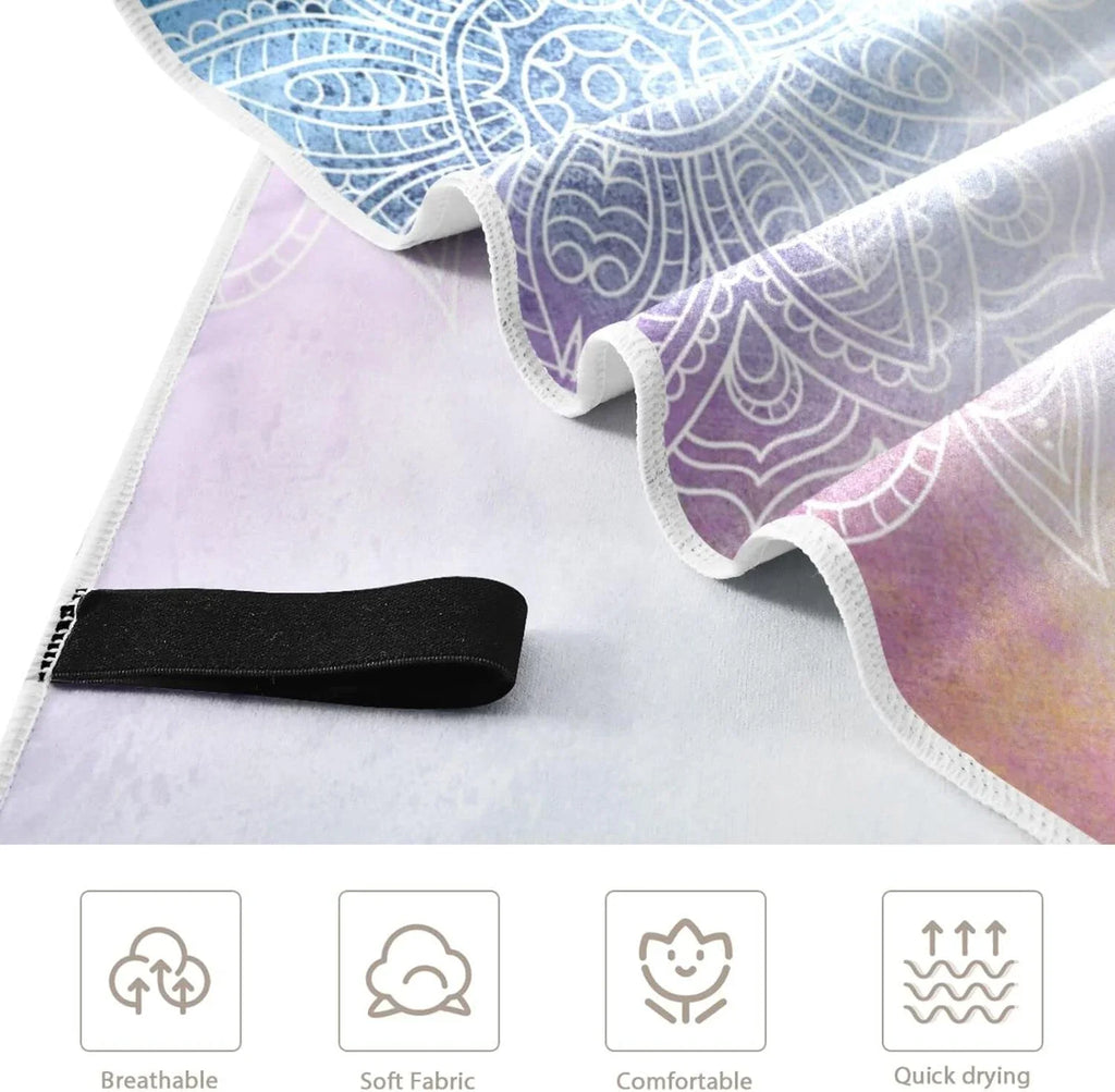 Bestwell Purple Mandala's Beach Towel - Lightweight Compact Oversized Travel Towels - Super Absorbent Quick Dry Towel for Swimming Camping Holiday（156）
