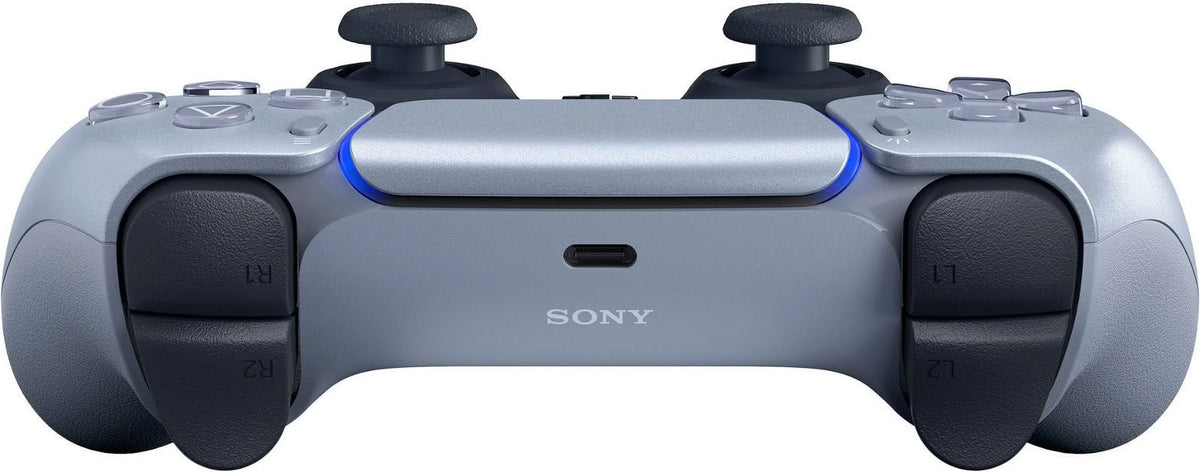 PlayStation 5,  DualSense Wireless Controller - Sterling Silver Bundle With 6Ave Microfiber Cleaning Cloth