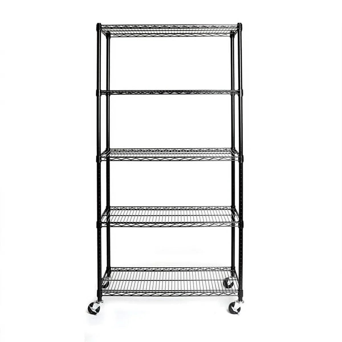 Fithood 5-Tier -Certified Steel Wire Shelving with Wheels Black