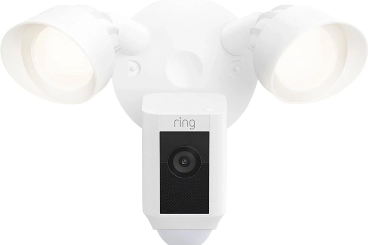 Restored Ring_Floodlight Cam Wired Plus with Motion Activated , White, 2021 Release, Outdoor, WiFi, /Network (Refurbished)
