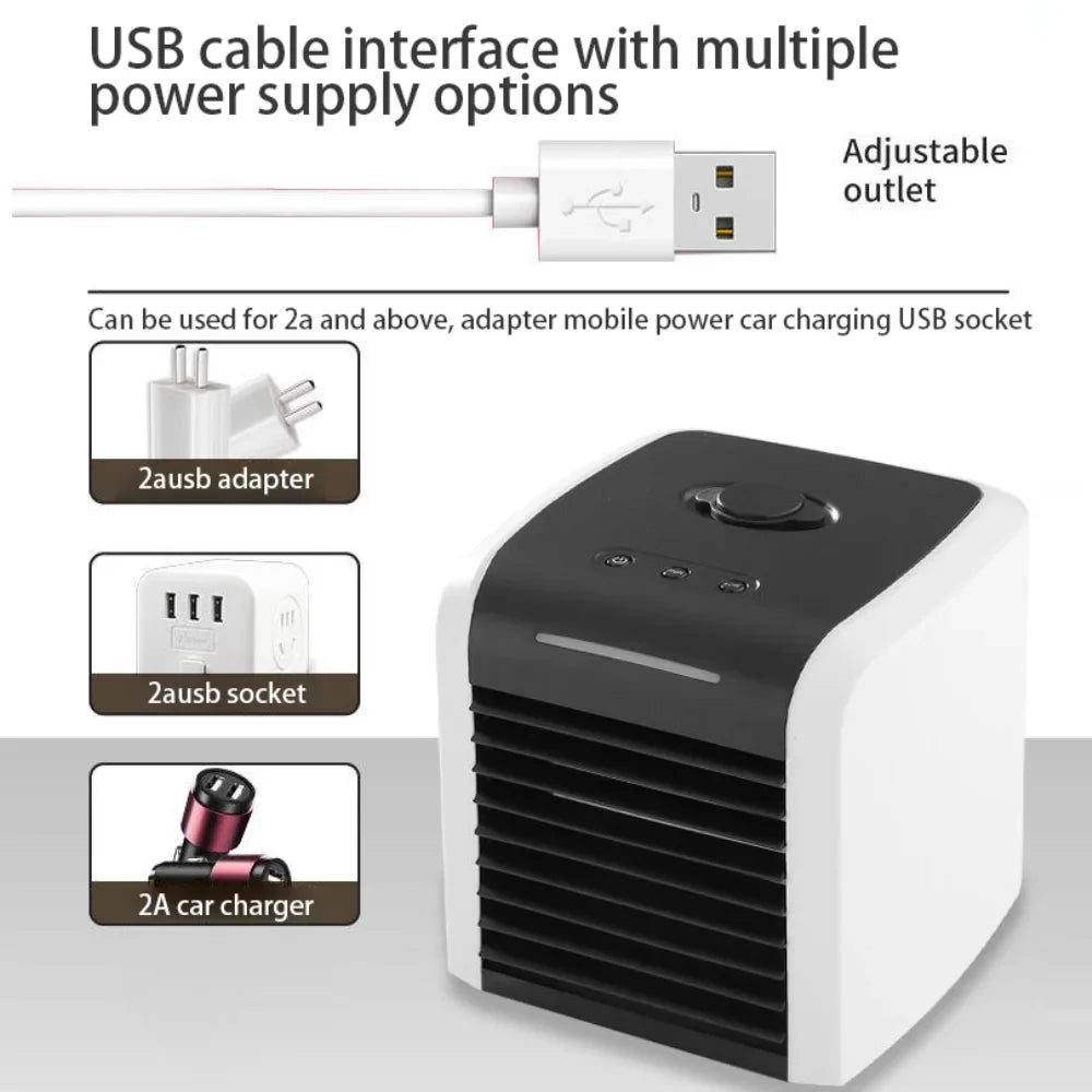 Portable Air Conditioner, Mini Evaporative Air Cooler, Personal Rechargeable  Fan, Quiet Desk Fan with 2 Speeds for Home Room Office