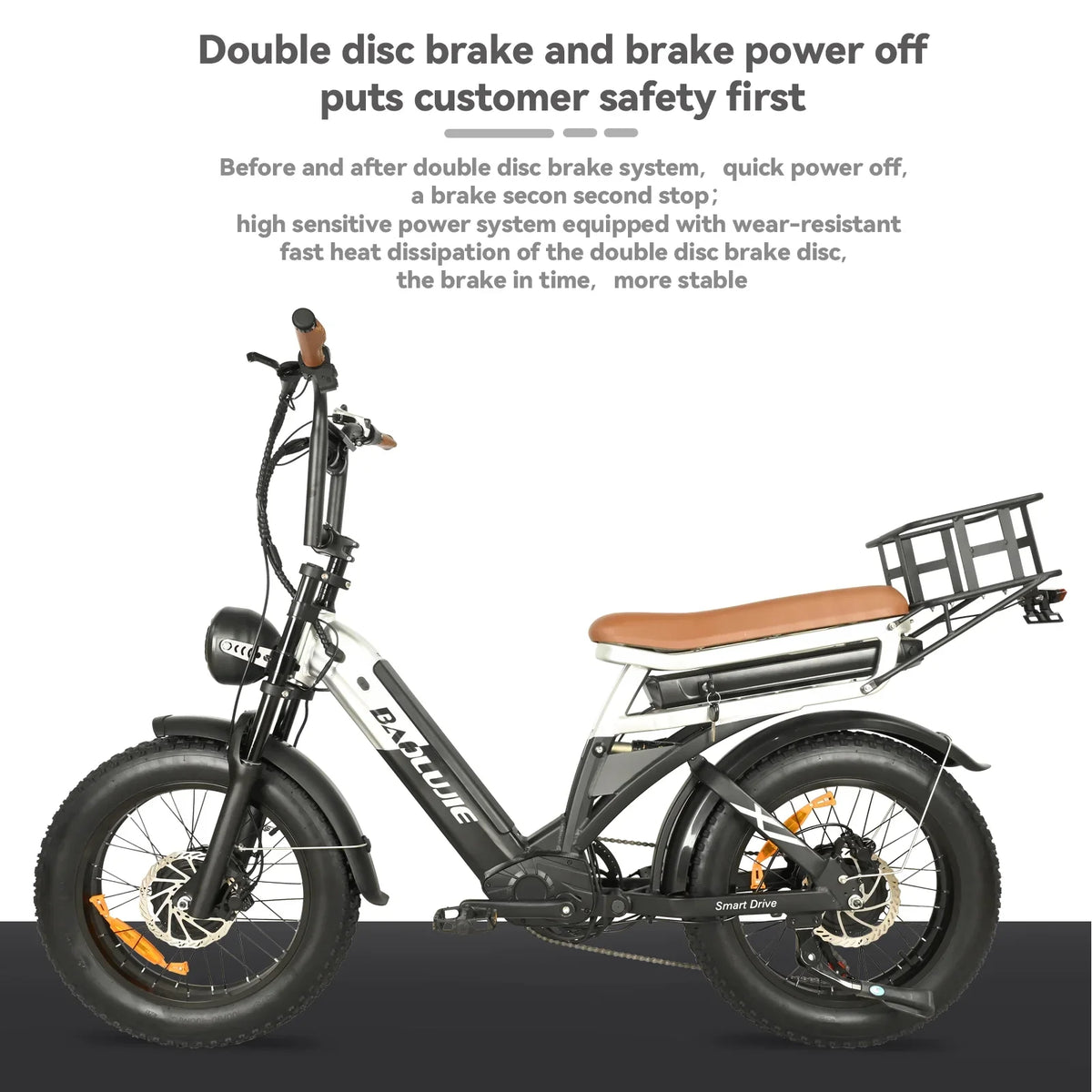 2000W Dual Motors Ebike 48V30AH(15AH+15AH Dual Battery) 35MPH Electic Bicycle 20''*4.0 Fat Tire  7 Speed Hydraulic Disc Brake 100 Miles Max Range Electric Bike Lockable Suspension black  Rear Shelf