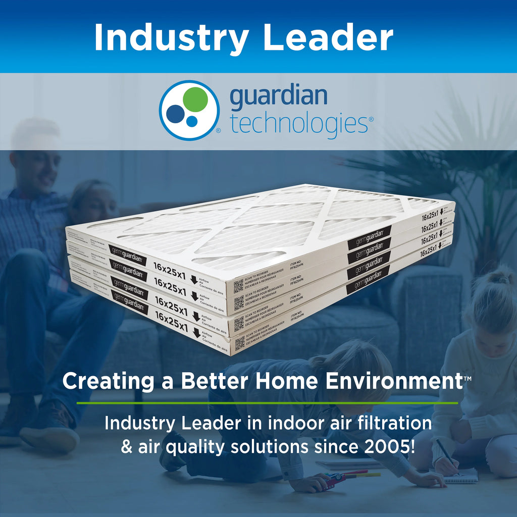Germ Guardian 16x25x1  12 Pleated   Furnace Air Filters (4-Pack)
