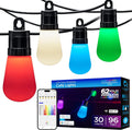 Smart Color Changing String Lights, 96 ft, 30 Lightweight   Patio Lights, Weatherproof, Customizable, Wi-Fi App Control, Dimmable Outdoor String Lights, 79617