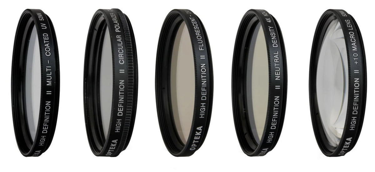 Opteka 58mm Professional 9pc Solid and Graduated Filter Accessory Bundle with 5pc Filter kit (----10x), 4pc Macro Lens Set (+1,+2,+4,10x), Tulip & Rubber Lens hoods + Cleaning kit and More