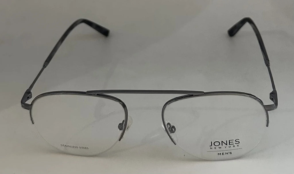 Jones New York Mens Gunmetal Rimless Metal Eyewear Aviator Frame. . 53mm