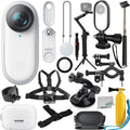 Insta360  2 Action Camera with Deluxe Bundle - Includes: Action Camera Frame Adapter for Insta360 , Selfie Stick, Suction Cup Mount, Floating “Bobber” Handle, Pipe/Bike Mount & Much More