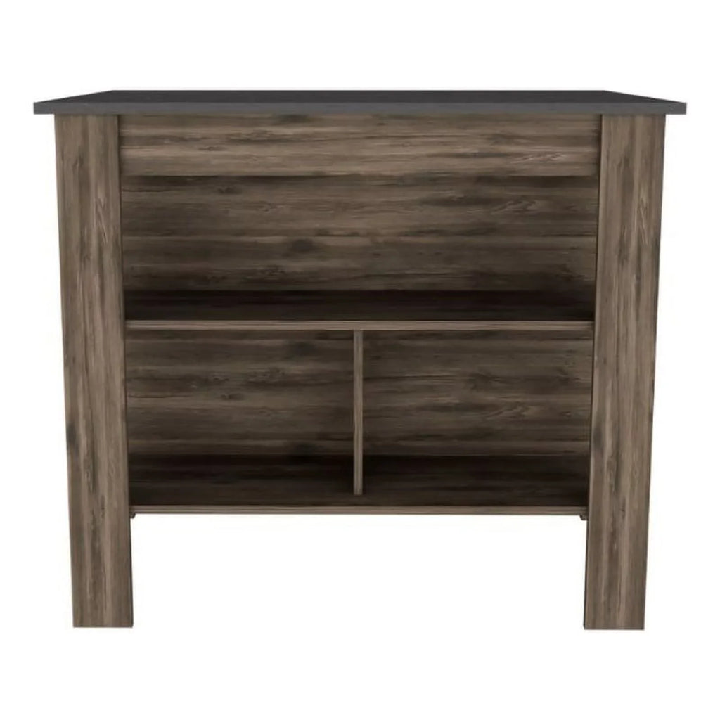 Brooklyn Modern Minimal Kitchen Island with Three Concealed Shelves