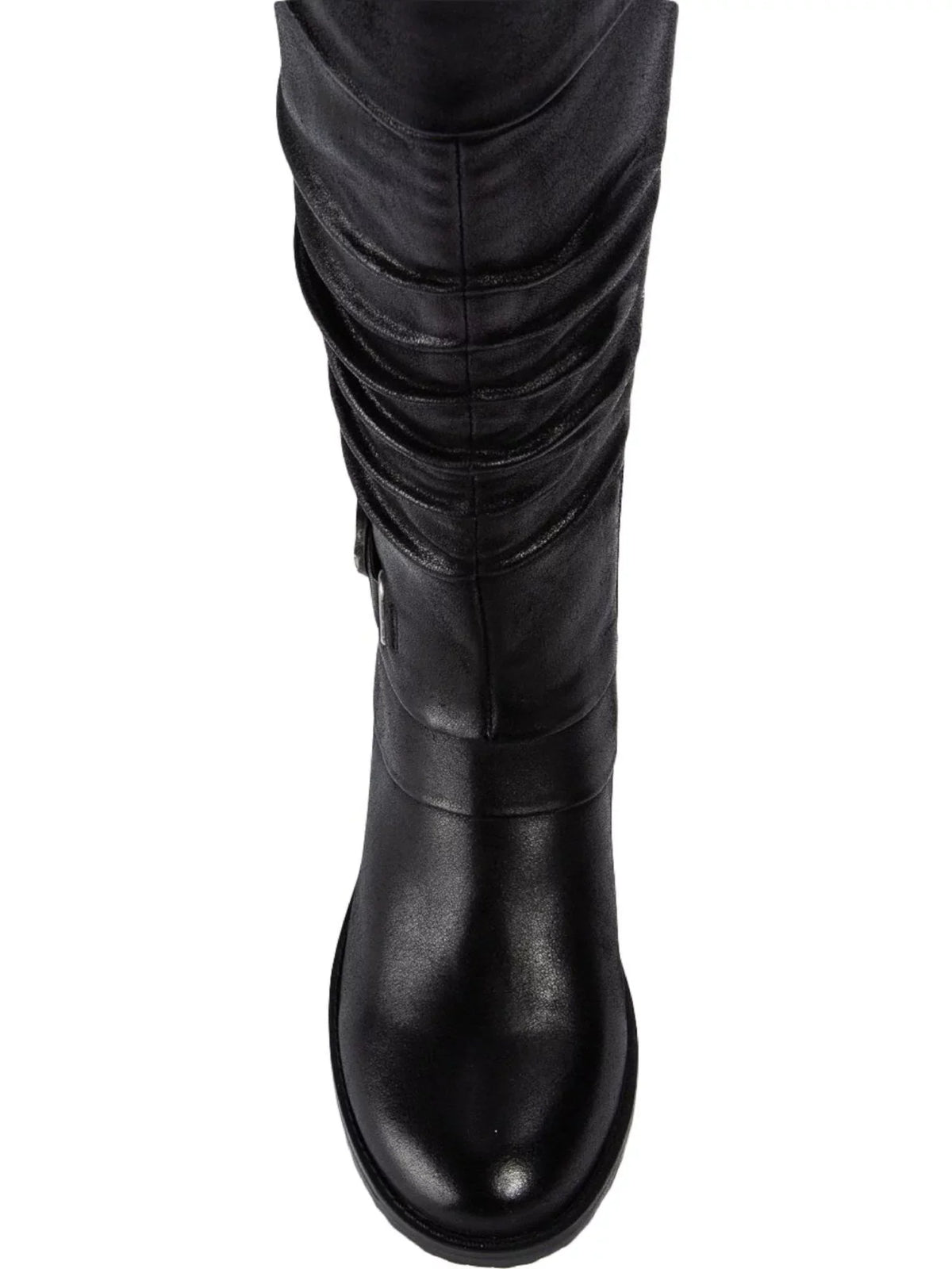 Womens Black Stretch Gore Side Pull Tab Buckle Accent Cushioned Onika Round Toe Block Heel Zip-Up Boots Shoes 11