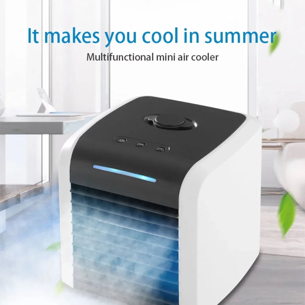 Portable Air Conditioner, Mini Evaporative Air Cooler, Personal Rechargeable  Fan, Quiet Desk Fan with 2 Speeds for Home Room Office