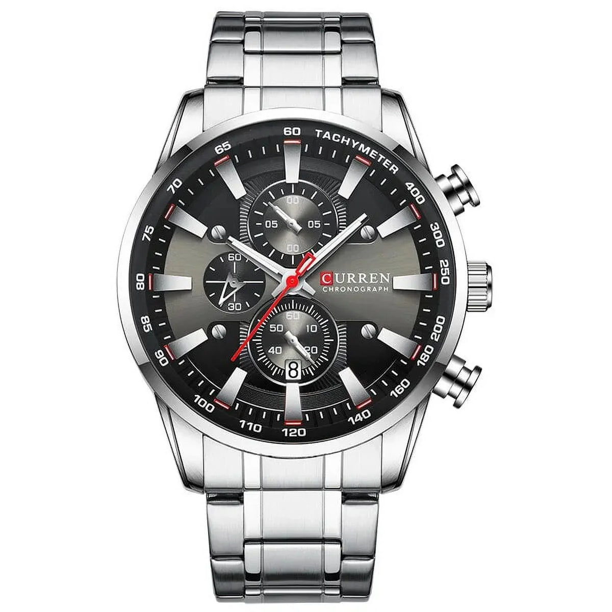 New Watches for Men Top Luxury Brand Quartz Men’s Watch Sport Waterproof Wrist Watches Chronograph Date Relogio Masculino Silver Black