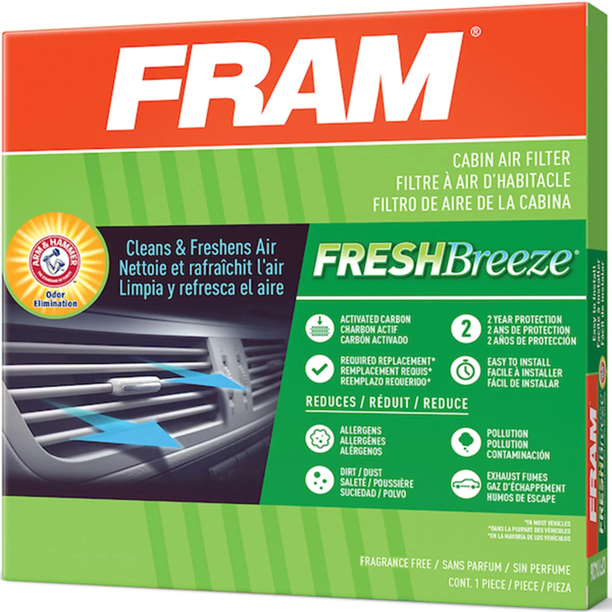 , Fresh Breeze Cabin Air Filter with Arm & Hammer Baking Soda, for Select Dodge and Jeep Vehicles Fits select: 2011-2018,2020-2022