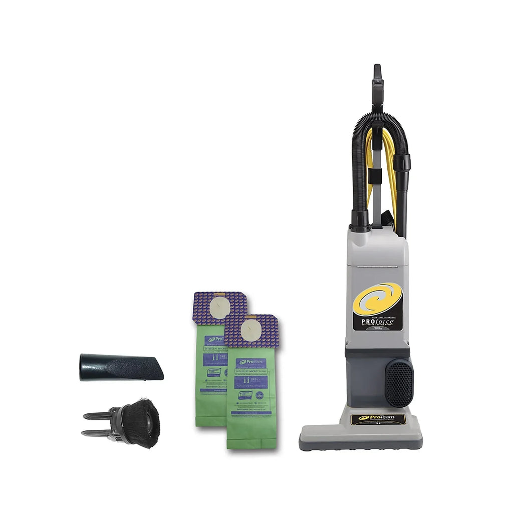 ProTeam ProForce 1500XP Bagged Upright Vacuum Cleaner with  Media Filtration, Commercial Upright Vacuum with On-Board Tools, Corded, 107252