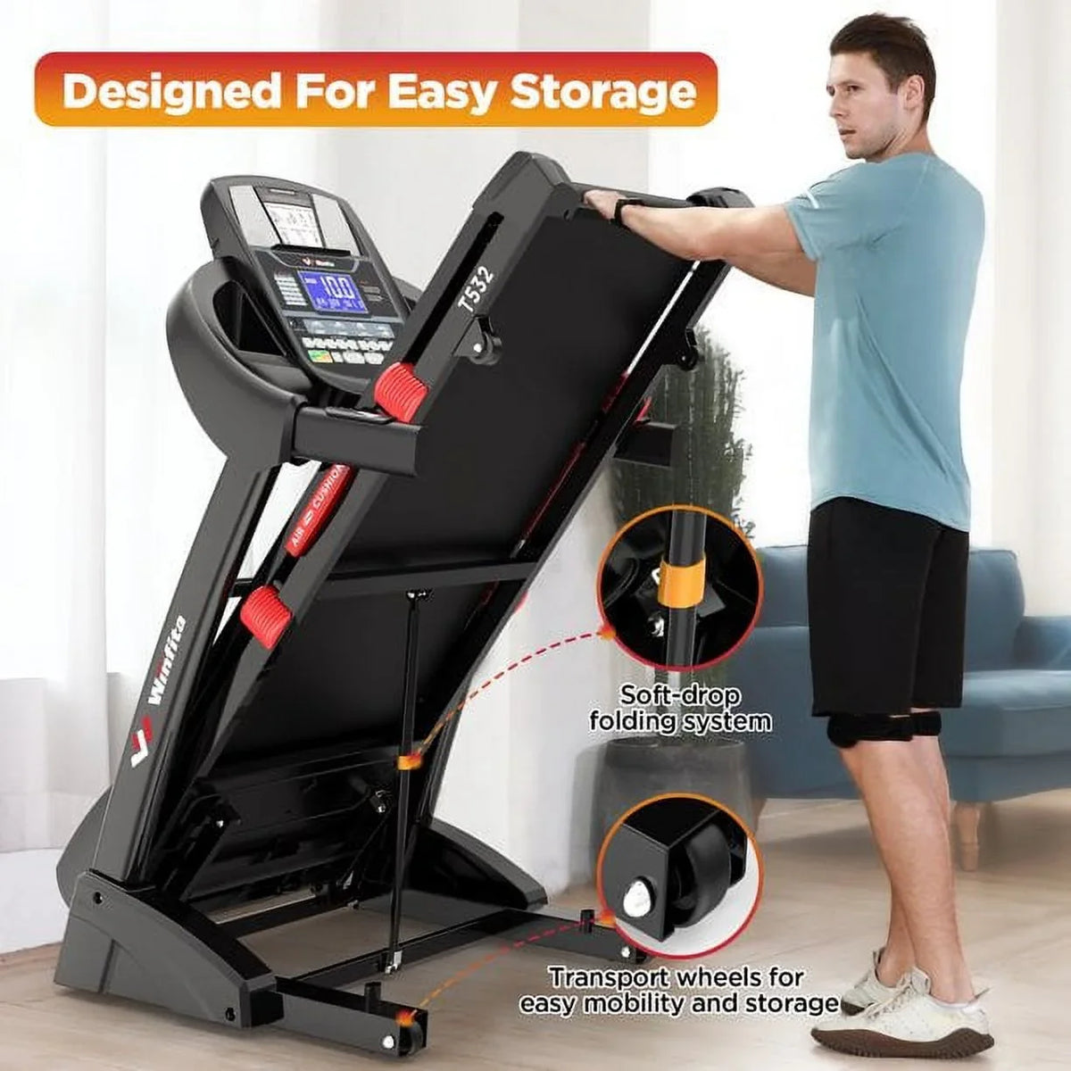 Famistar 4.5HP Folding Treadmill Clearance for Home with 15% Auto Incline 300  Capacity Up to 10MPH Speed Running Machine