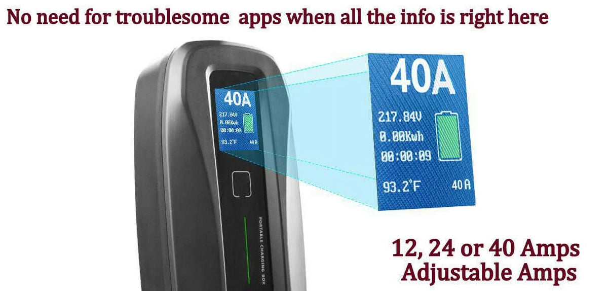 Couplago ,40  (9.6 )- Dual Voltage -240V/120V,  Charging Station - Level 2- - Charger for Electric Vehicles, You Set The - 40 , 24  or 12  - 14-50R to 5-15P /120V Adapter