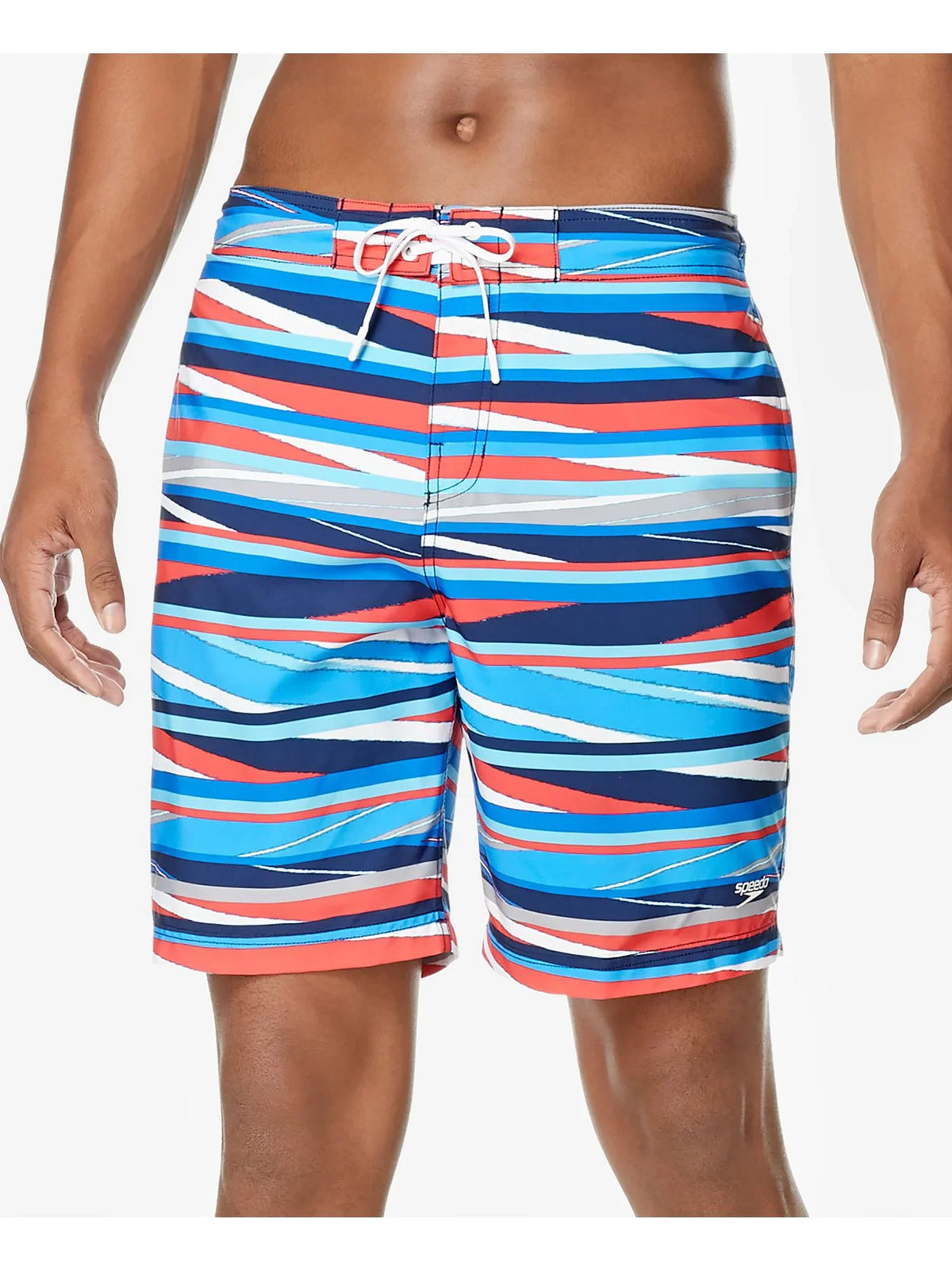 Mens Stripe Lane Bondi Blue Drawstring Striped Performance Stretch Shorts