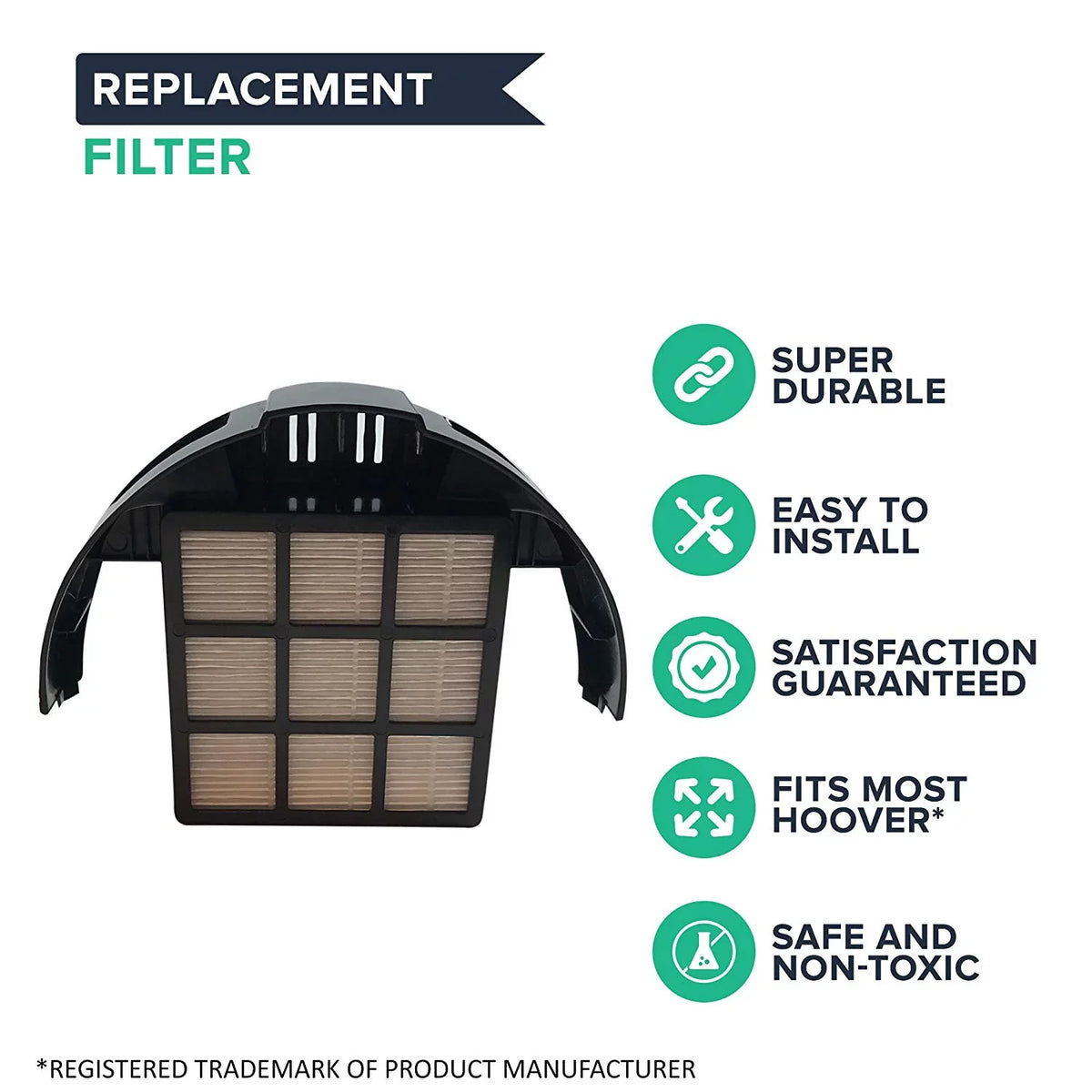 1 Pack of Crucial Vacuum Filters Compatible With Hoover Windtunnel, Rewind -Series  Style Cartridge Filter; Fits Part # 303172001 303172002 902404001 Models:     Bulk