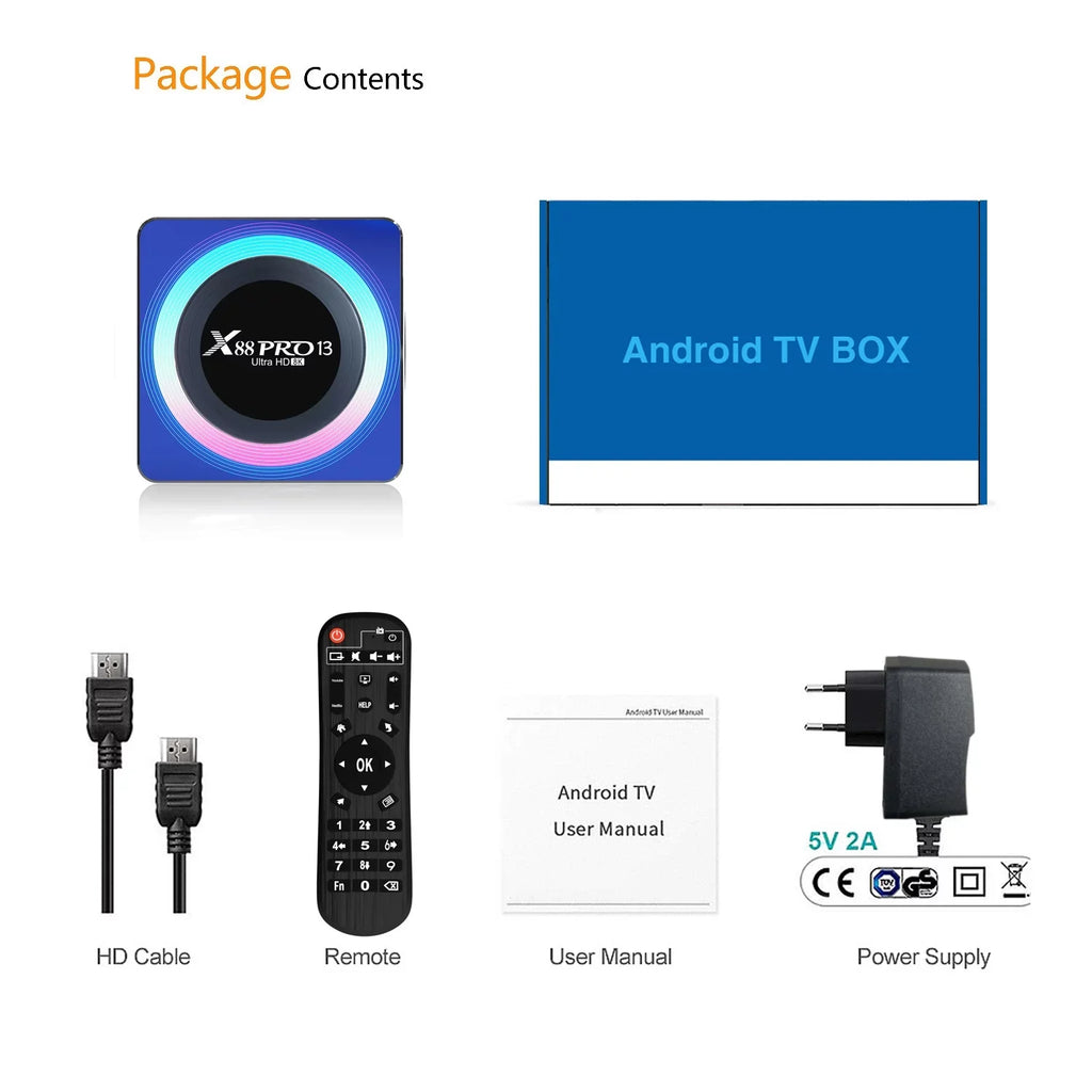 Android 13.0  Box 4GB  32GB  Quad-Core WiFi6 Dual Band 2.4G/5.8G Ethernet 1000M .0 8K + Ultra  .0