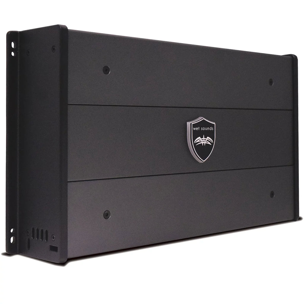 Wet Sounds - 8" Black Tower Speakers with Stainless Steel  Fixed Clamps & -.3 1200 Watt Amplifier