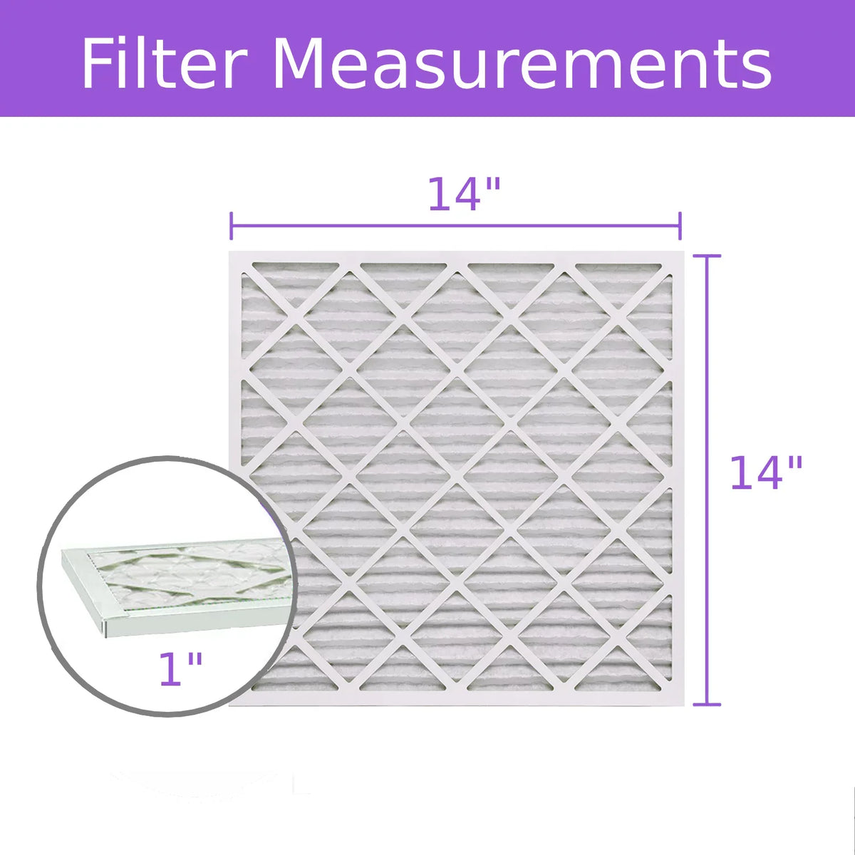 14x14x1, Purolator  Extended Surface Pleated Air Filter, Mechanical  8, (6 Pack)