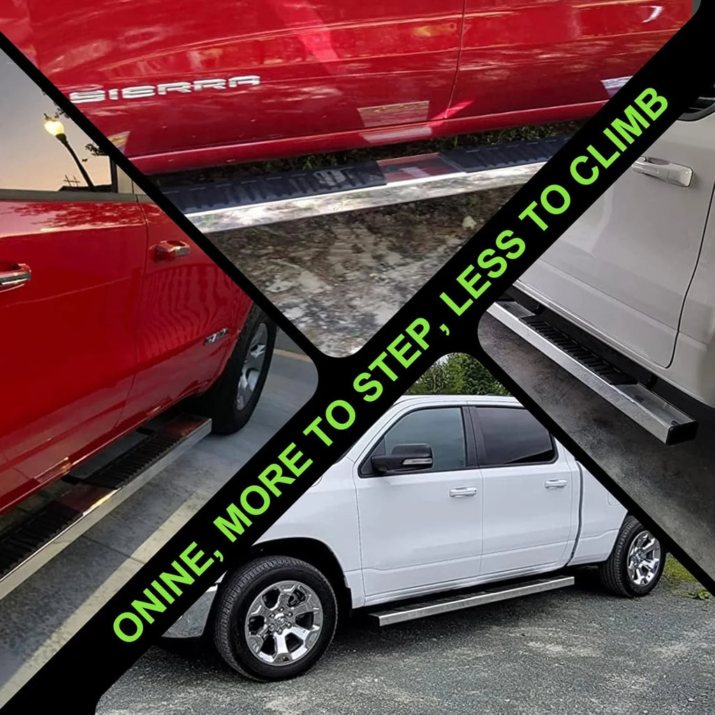 6" Chrome Running Boards Custom Fit 2019-2024 Chevy Silverado/Gmc Sierra 1500 & 2020-2024 Silverado/Sierra 2500/3500 Crew Cab Aluminum Polished Side Step Nerf bar