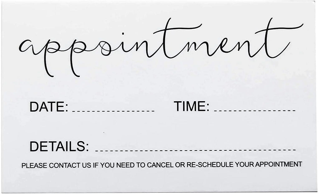 Appointment Reminder Cards (Pack of 100) for Beauty Makeup Hair Nail Salon Barber Shop Restaurants Therapist Pack of 100
