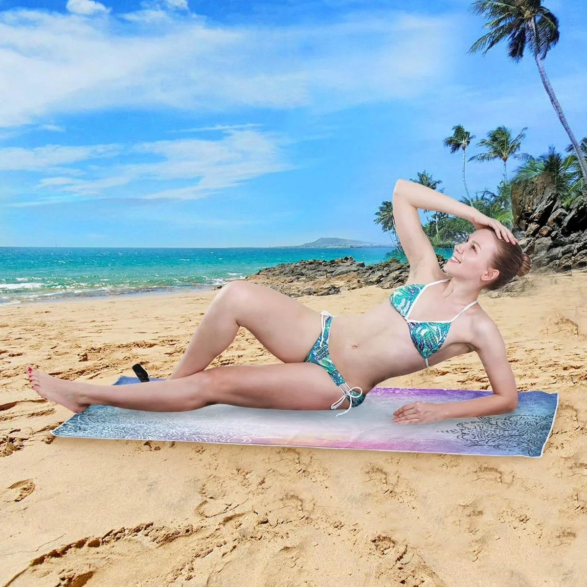 Bestwell Purple Mandala's Beach Towel - Lightweight Compact Oversized Travel Towels - Super Absorbent Quick Dry Towel for Swimming Camping Holiday（156）