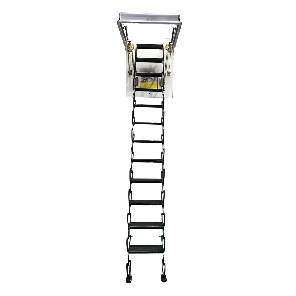 Ceiling Mounted Folding Loft Ladder Attic Stairs 9.8Ft Height 12 Steps Black (Open Size 31.5"x 39.37")
