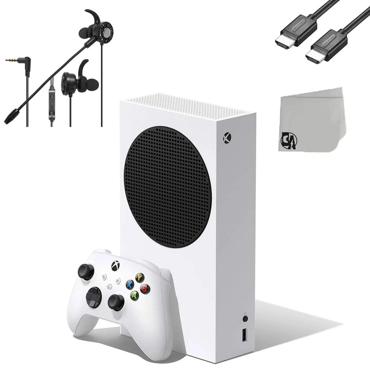 Microsoft Xbox Series  512GB white Gaming Console +  Earbuds With Microphone   Bundle Used
