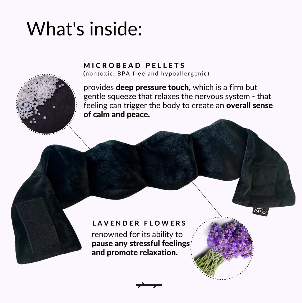Heavy Weighted Eye Face Mask Deep Pressure Stimulation to Help with Pain Relief, Puffy Eyes, Migraine and Prepare for Sleep Blocks Light  Bead Filled and Lavender Black