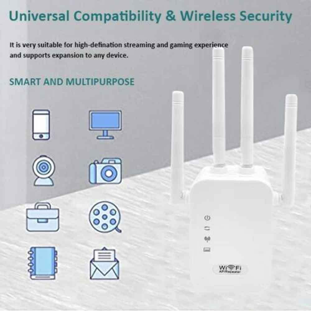 WiFi Extender, WiFi Booster, WiFi Repeater，Wifi Extenders signal Booster for Home Internet Booster 1200Mbps Dual Band (5G / 2.4 GHz) Up to 8,574sq.ft White