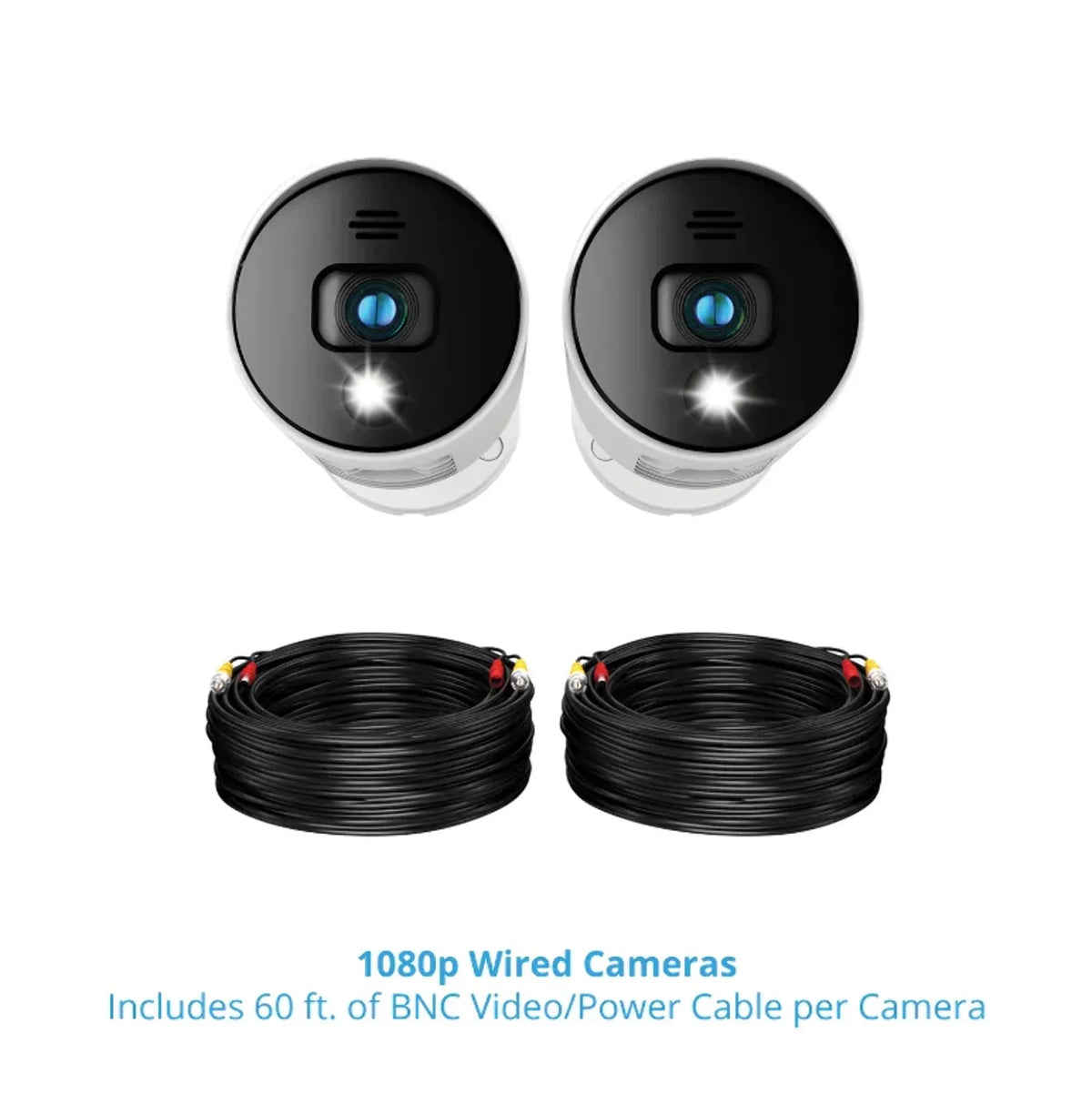 Restored Premium Night Owl Add On Wired 1080p Spotlight Cameras with Audio Alerts and Sirens - 2 Pack - White (Refurbished)