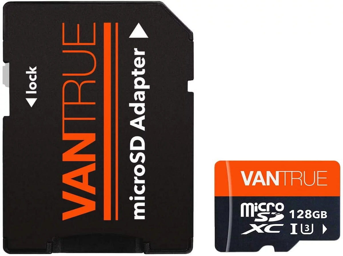 Vantrue 128GB   Class 10 MicroSDXC - 4K  Video Monitoring Memory Card with Adapter for Dash Cams, Body Cams, Action Camera, Other Surveillance & Security Cams