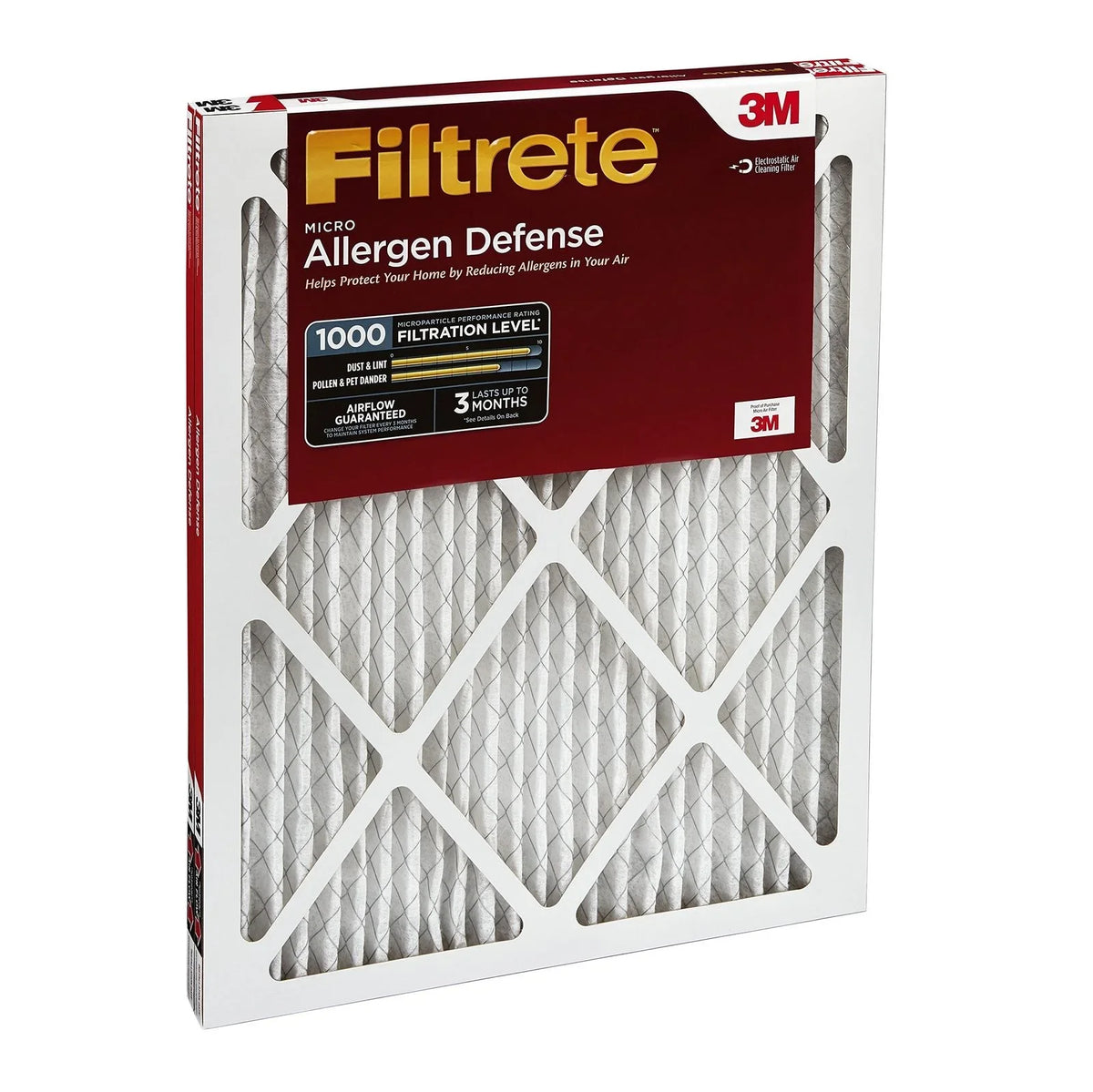 Filtrate 16x25x1,  Furnace Air Filter,  1000, Micro Allergen Defense, 2-Pack