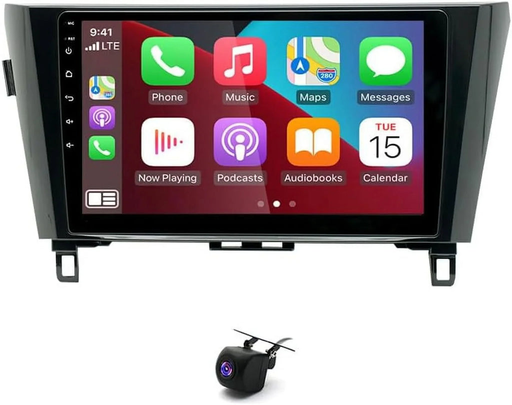 10" Car Stereo Radio w/Carplay Android Auto for Nissan Xtrail Qashqai Rogue 2014-2019 Double Din Android 13 Touchscreen Audio Receiver w/WiFi  Navigation Bluetooth Backup Camera Mic- 2+32G