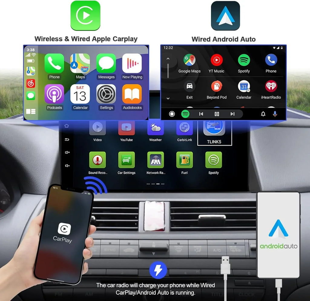 2+32G 10.1 inches Android 10 Double Din Car Stereo for Honda Accord 8th 2008 2009 2010 2011  Touchscreen Screen Car Radio with Carplay & Android Auto Support Backup Camera  Navi