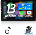 Podofo 2+64G Universal 9'' Double Din Car Stereo Radio Wireless Carplay Android Auto Mirror Link Touch Screen 1080P Car Multimedia Player Bluetooth    , Microphone& Backup Camera