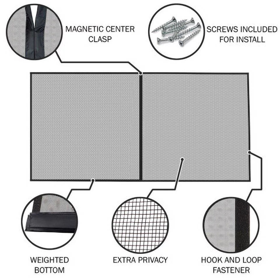 Pure Garden Garage Screen Door - Mesh Mosquito Net to Cover 2-Car Garages, Black  7.45 Lbs (1 Pack)