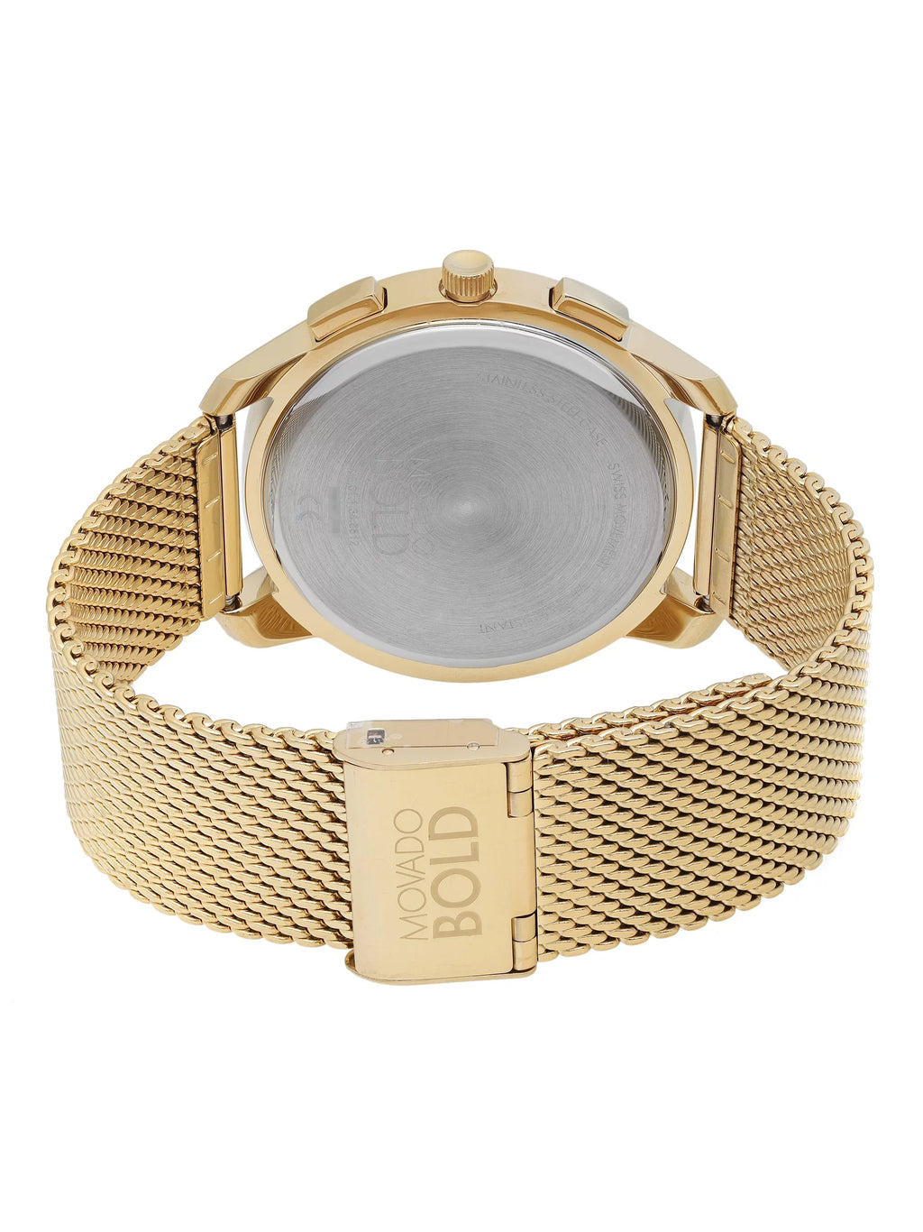 Movado Bold Thin Gold Tone Steel Chronograph Champagne Dial Quartz Watch 3600634