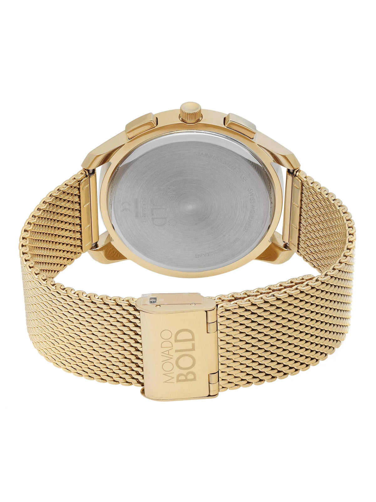 Movado Bold Thin Gold Tone Steel Chronograph Champagne Dial Quartz Watch 3600634