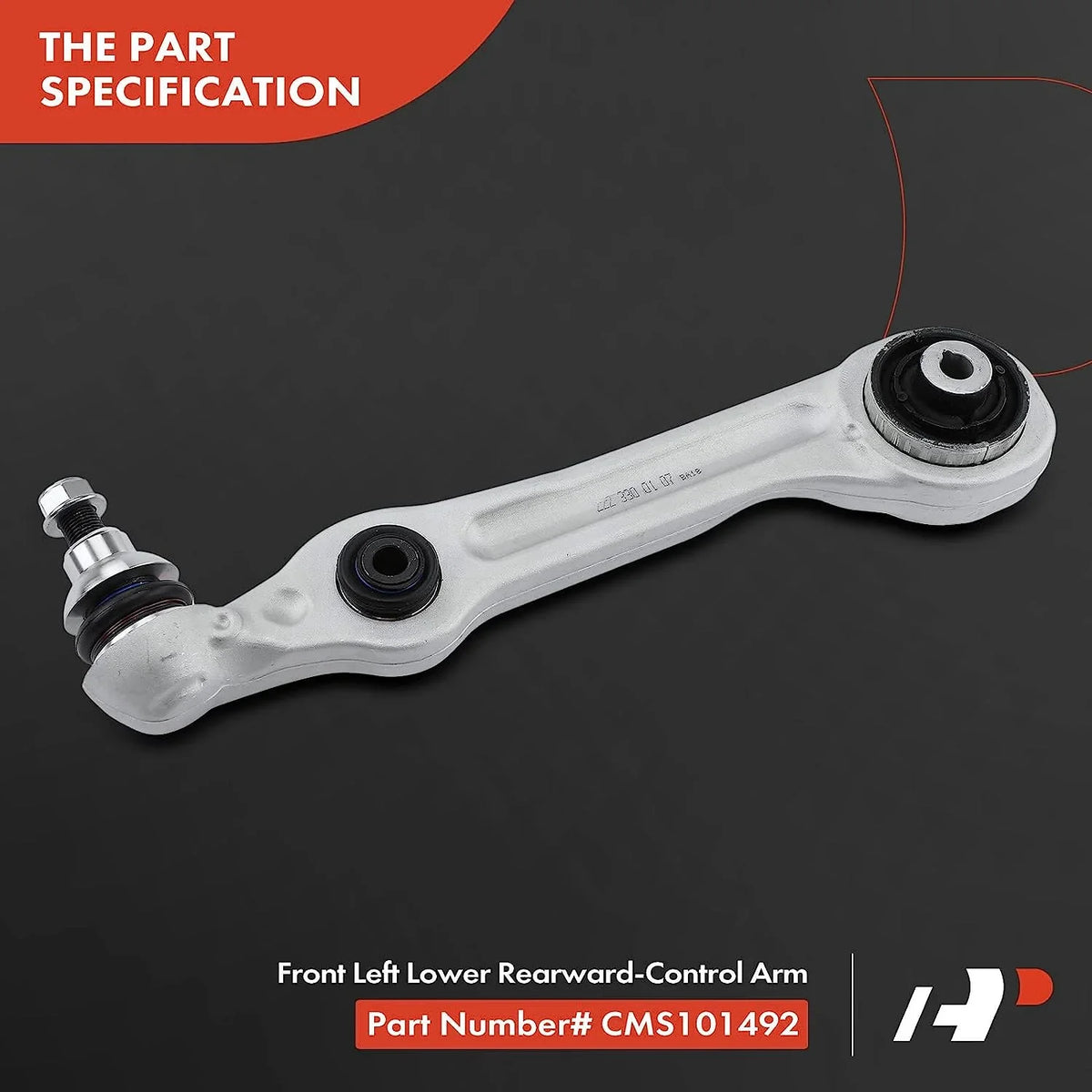 '-Premium Front Left Rearward Lower Control Arm, with Ball Joint & Bushing, Compatible with Mercedes-Benz  2018-2019,  2014-2017, S550e 2015-2017,  2018-2019,   2015-2017