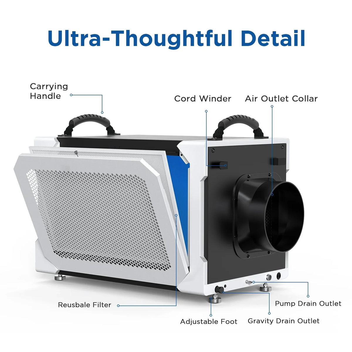 Moiswell 235 Pints Commercial Dehumidifier - Efficient Pump and Drain Hose, Perfect for Crawl Spaces, Basements, Industrial Areas, and Job Sites - 5-Year Warranty Included