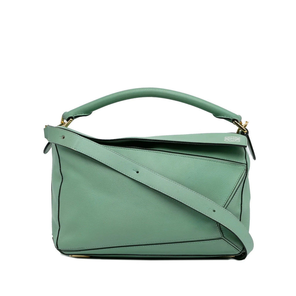 Pre-Owned Authenticated  Medium Puzzle Satchel Calf Leather Green Unisex (Good)