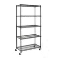 Fithood 5-Tier -Certified Steel Wire Shelving with Wheels Black